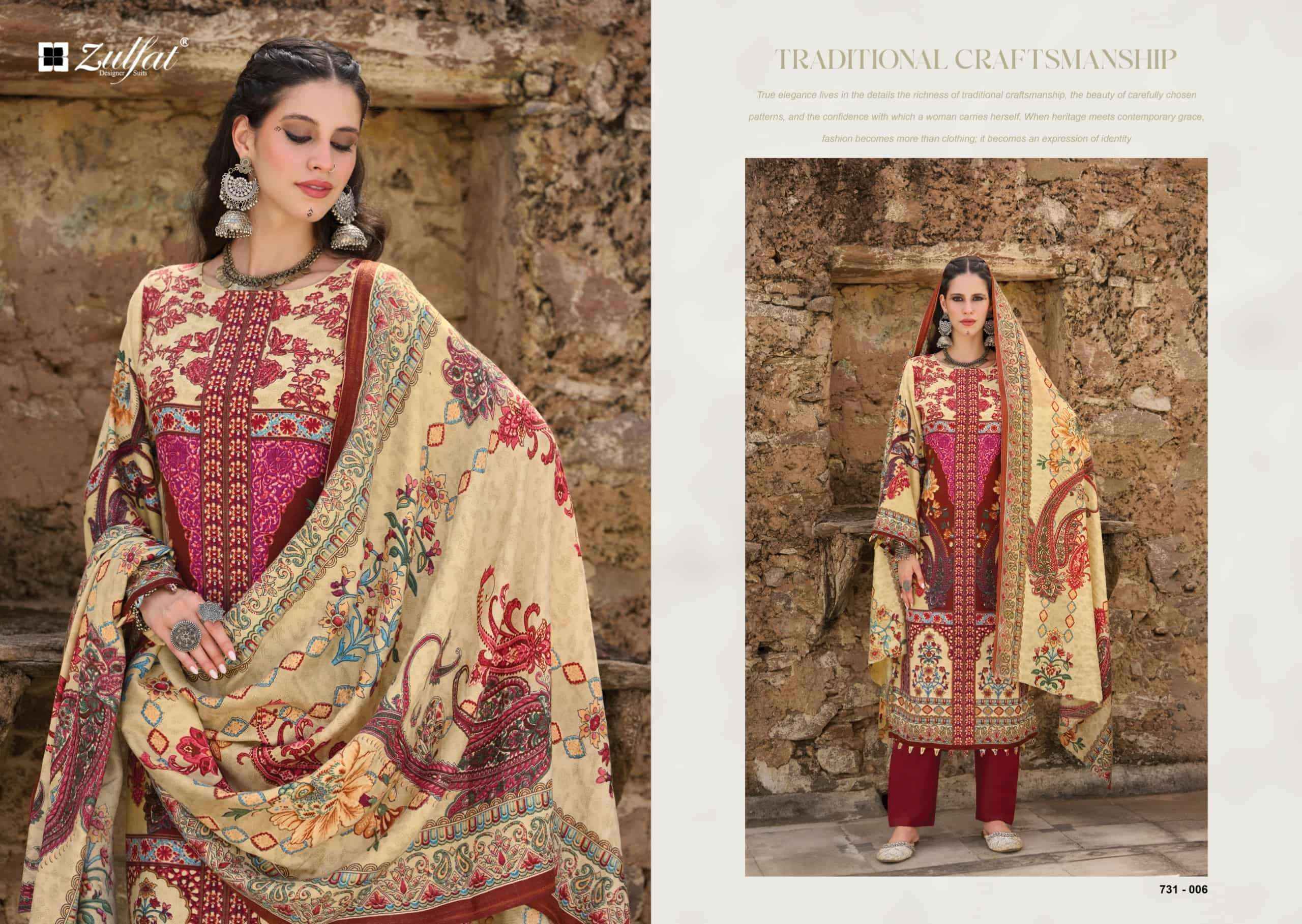 Zulfat Designer Gulnoor Pure Woolen Pashmina Dress Material 6 Pcs Catalog