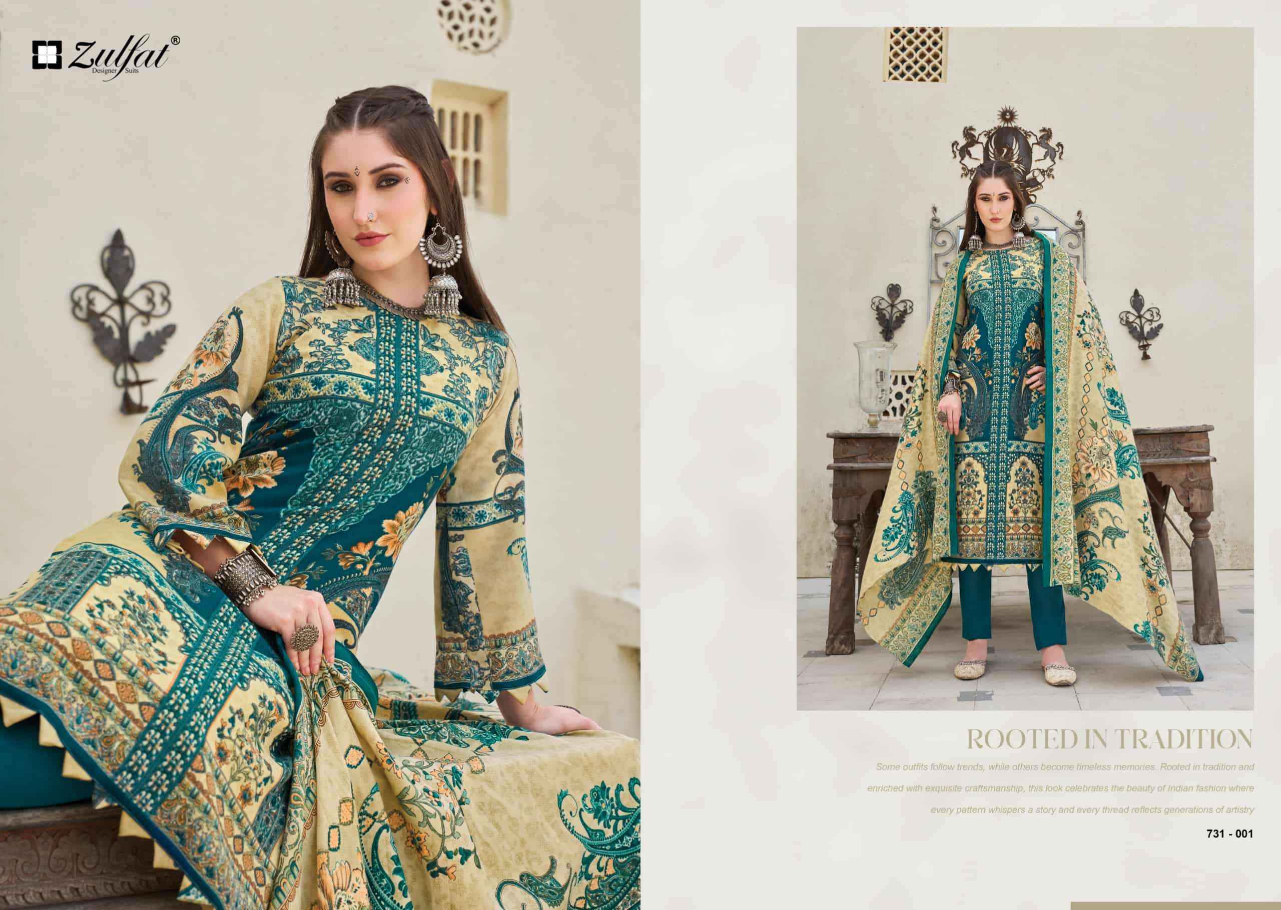 Zulfat Designer Gulnoor Pure Woolen Pashmina Dress Material 6 Pcs Catalog