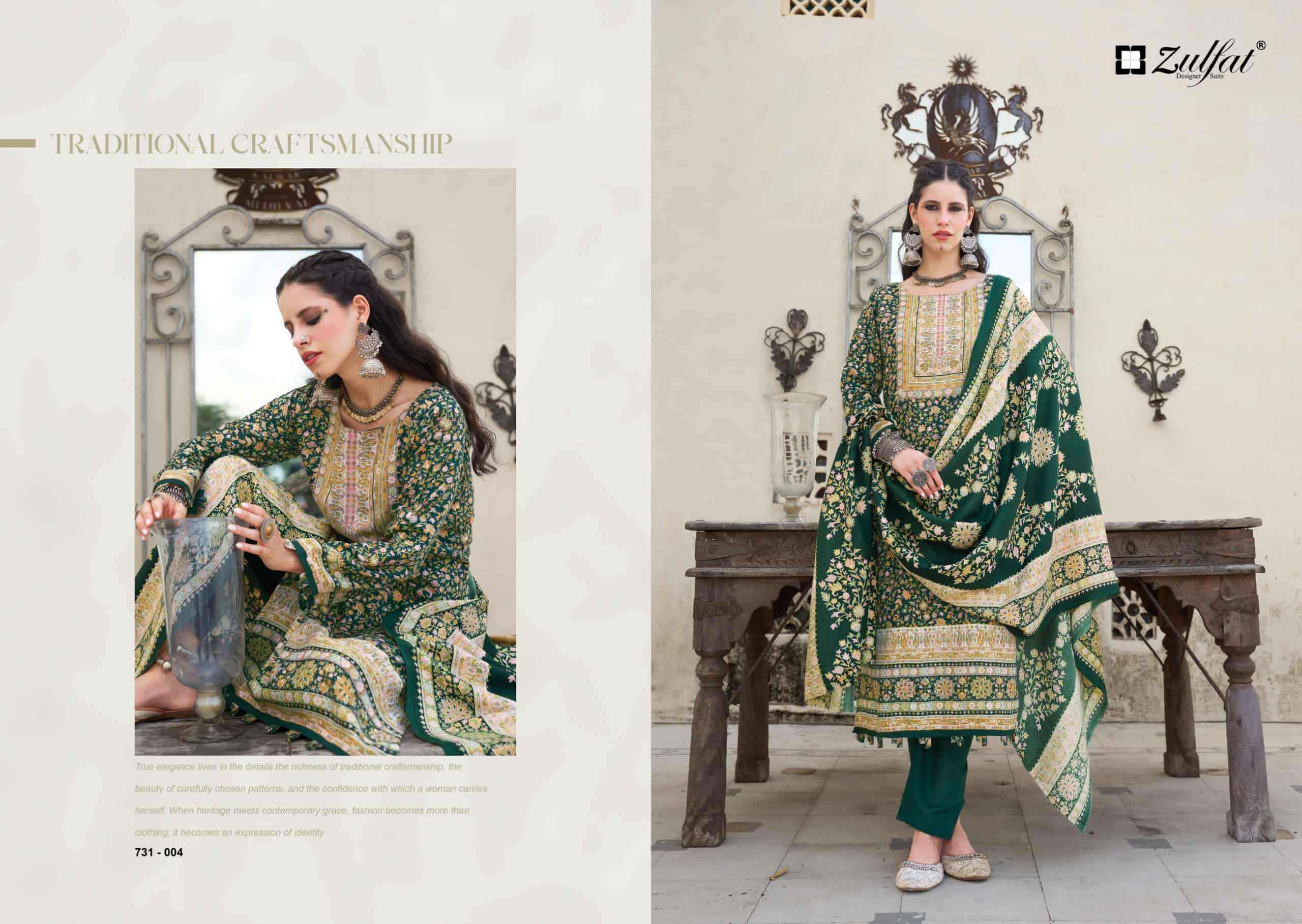 Zulfat Designer Gulnoor Pure Woolen Pashmina Dress Material 6 Pcs Catalog