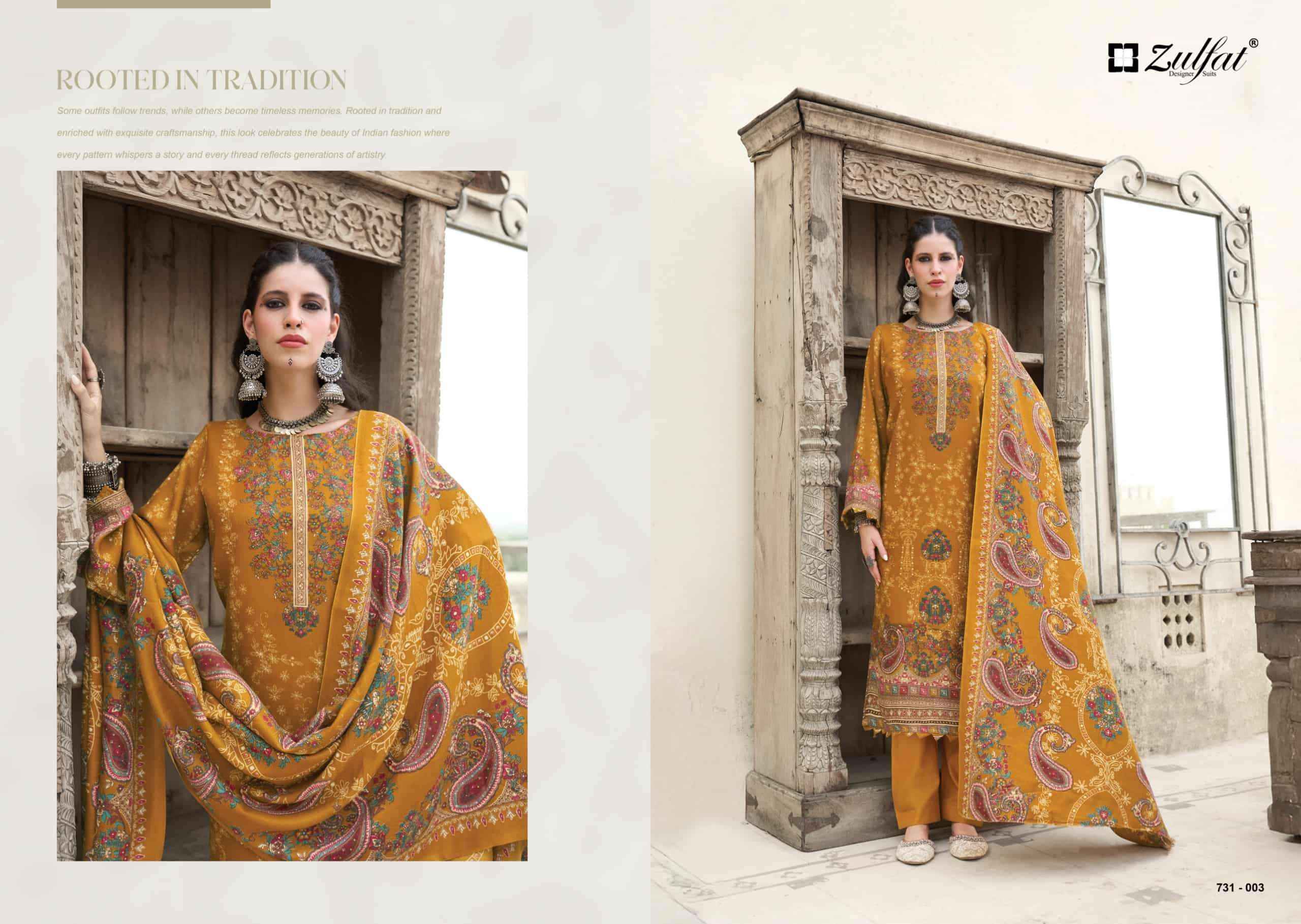 Zulfat Designer Gulnoor Pure Woolen Pashmina Dress Material 6 Pcs Catalog