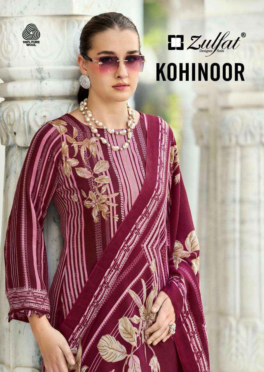 Zulfat Designer Kohinoor Pure Woolen Pashmina Dress Material 6 Pcs Catalog