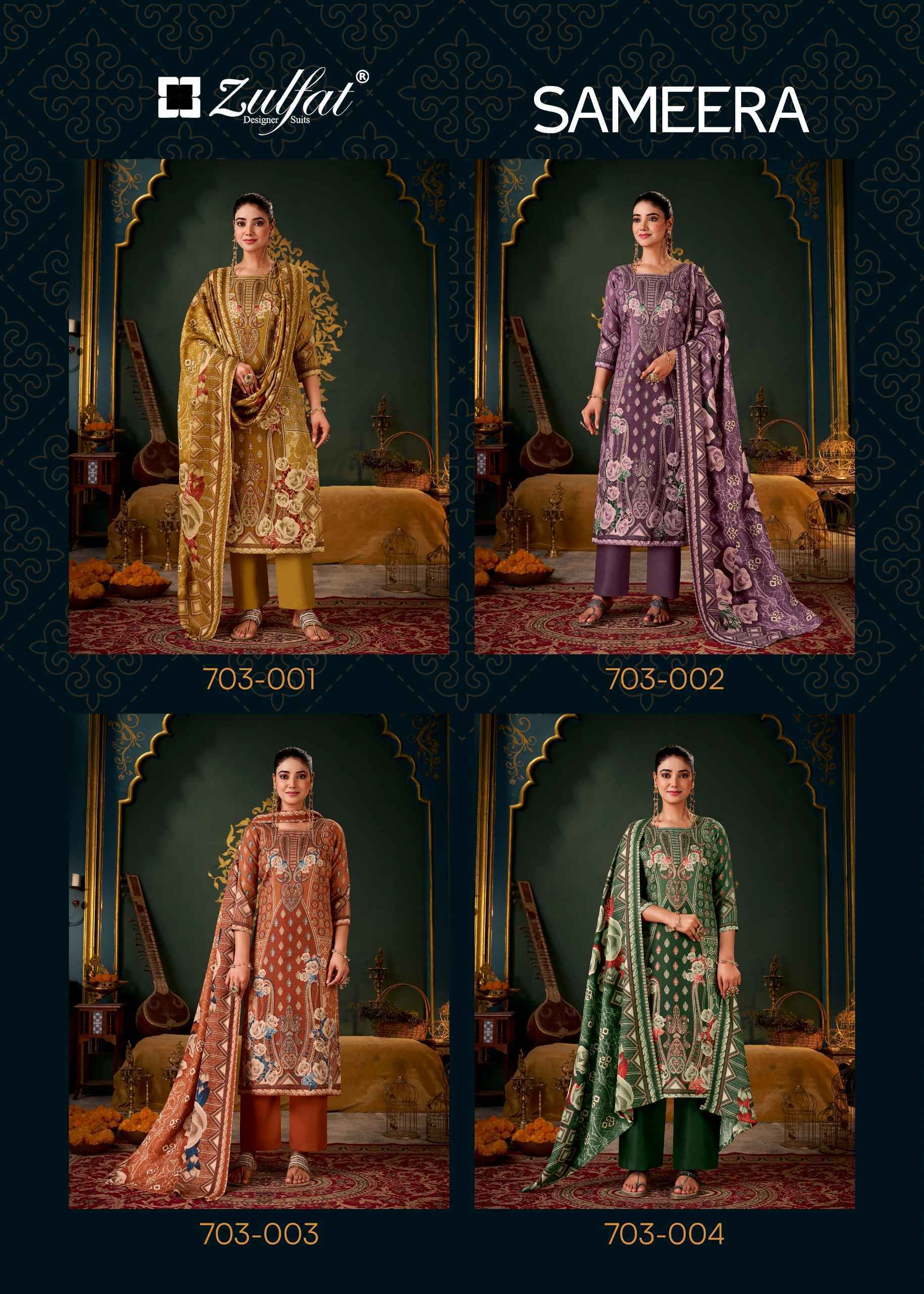 Zulfat Sameera Woollen Pashmina Dress Material 4 pcs Catalog