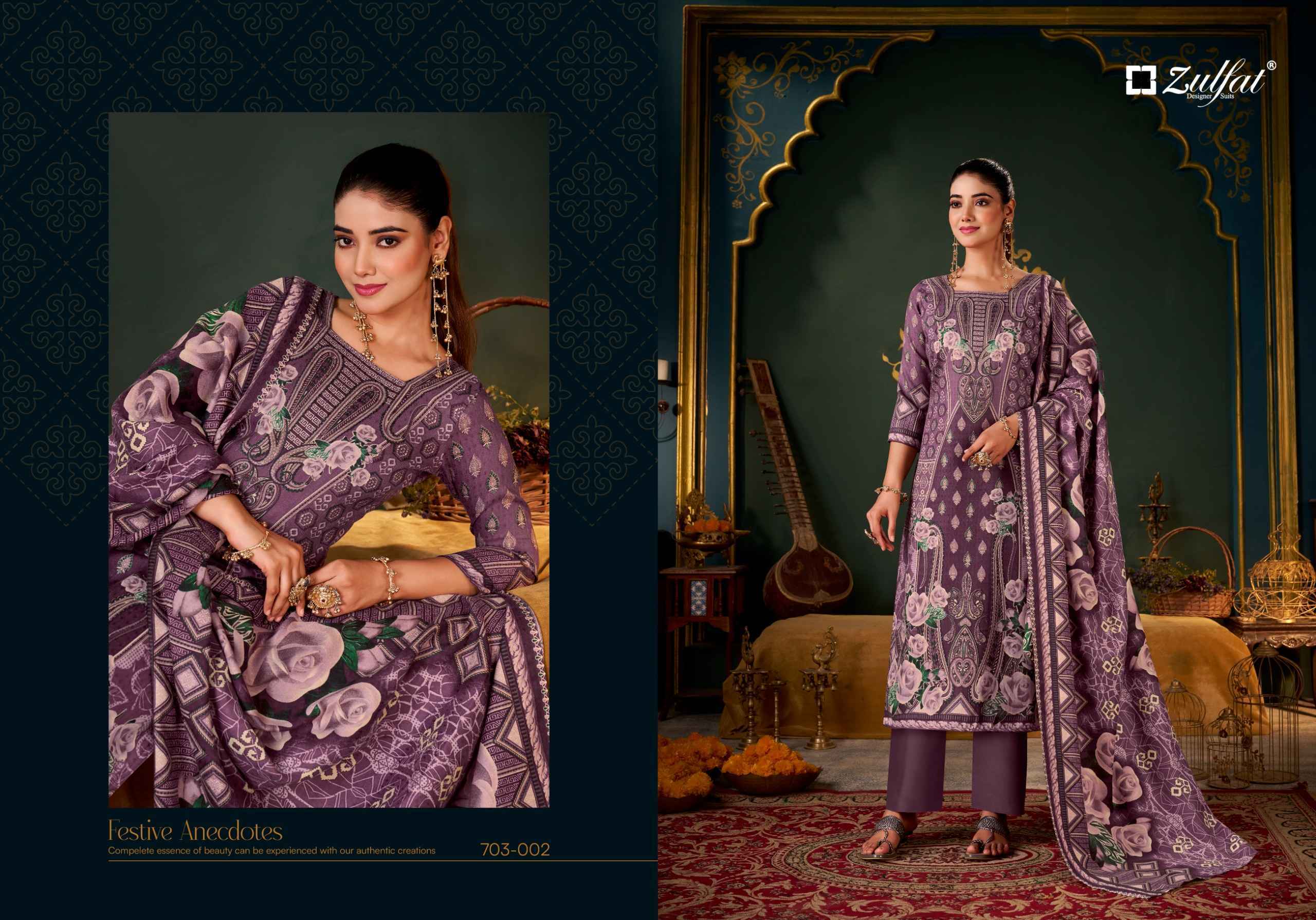 Zulfat Sameera Woollen Pashmina Dress Material 4 pcs Catalog