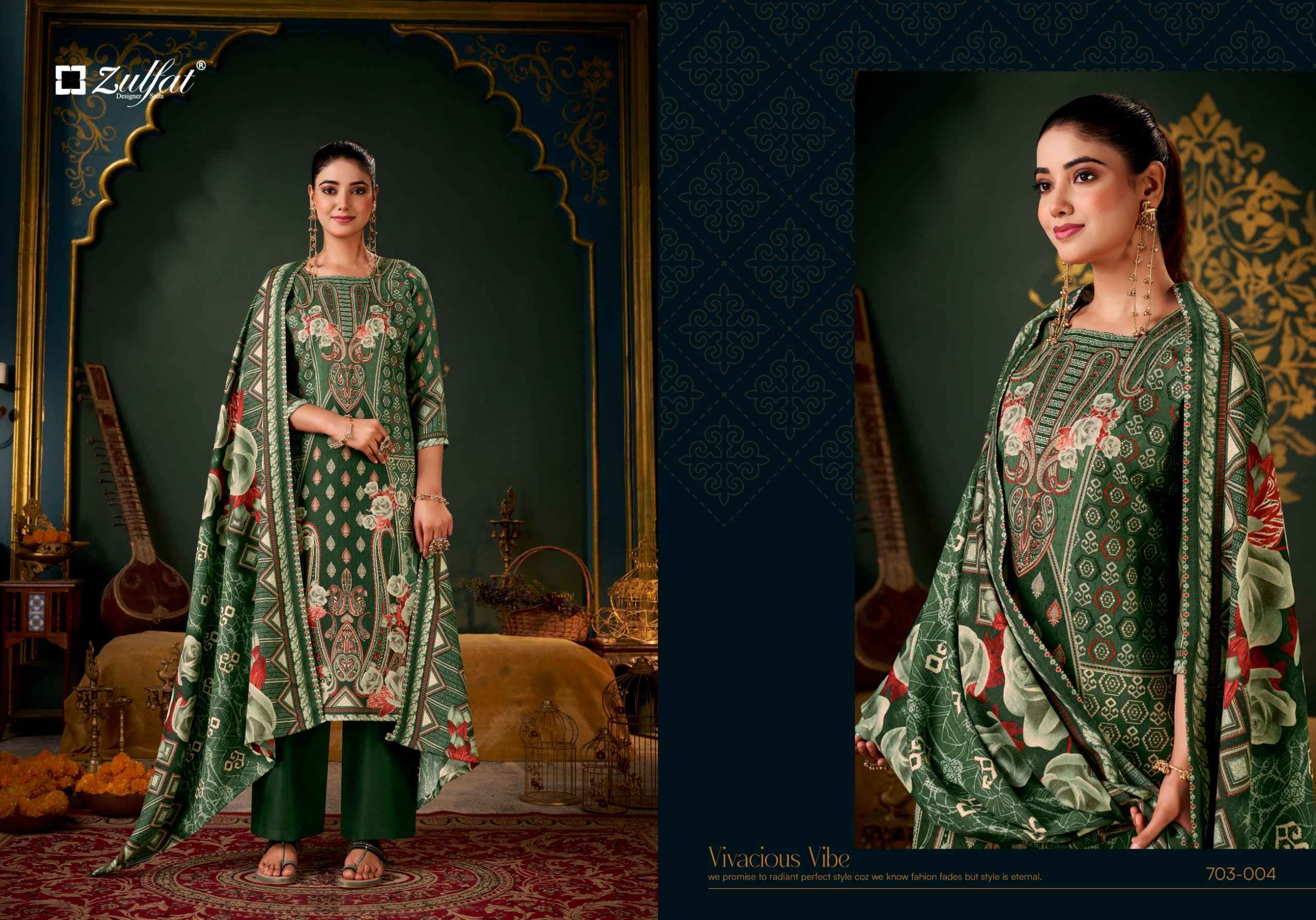 Zulfat Sameera Woollen Pashmina Dress Material 4 pcs Catalog
